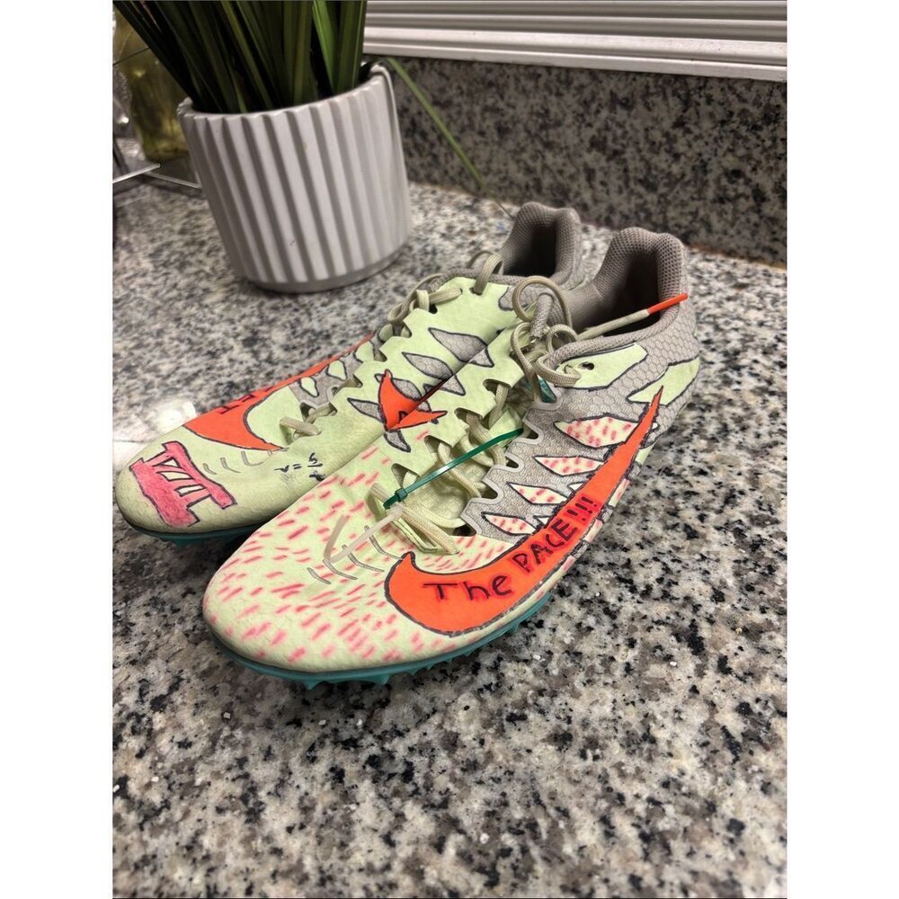 Nike Kids Neon Green and Orange Track Spikes